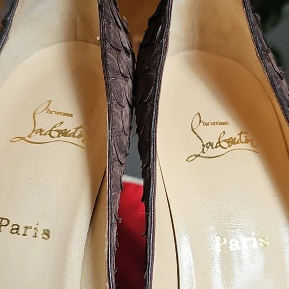 Louboutin Python Peep-Toe Heels - Picture 4 of 13